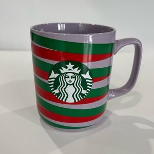 Holiday 2020 Starbucks Purple with Red And Green Stripes 11oz Ceramic Mug